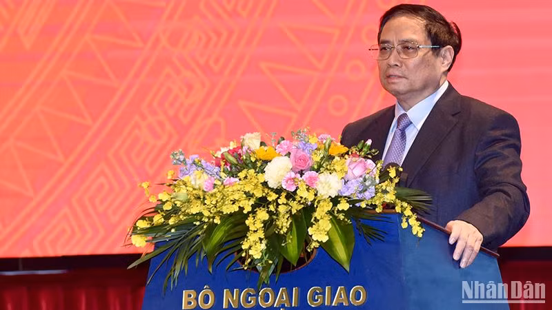 Thủ tướng Phạm Minh Chính phát biểu ý kiến tại Hội nghị. (Ảnh: TRẦN HẢI)