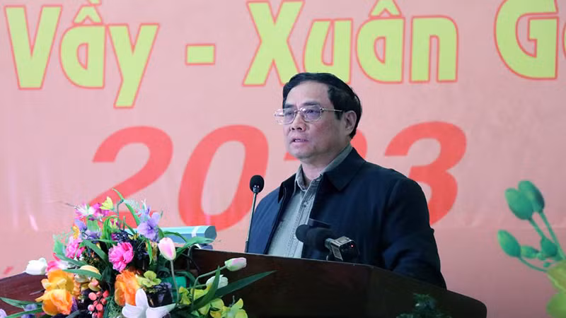 Thủ tướng Phạm Minh Chính phát biểu, chúc Tết công nhân lao động.