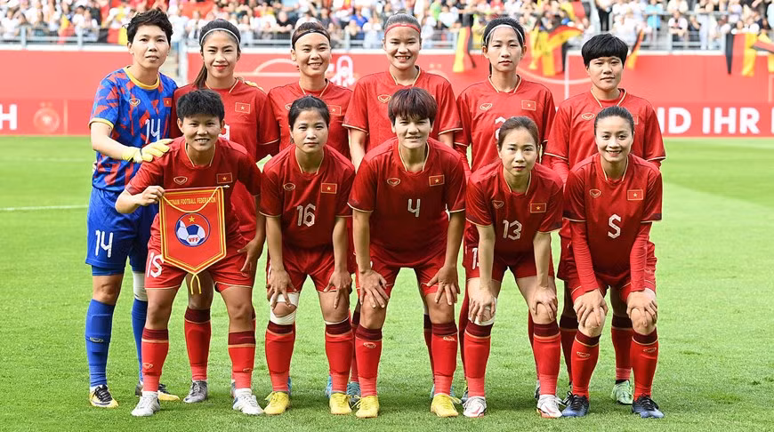 Đội hình ra sân của Đội tuyển Việt Nam. (Nguồn: DFB) Đội hình ra sân của Đội tuyển Việt Nam. (Nguồn: DFB)
