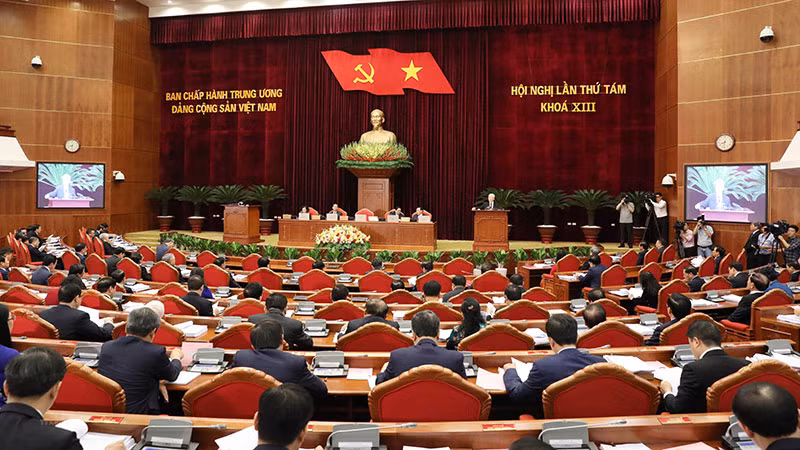 Toàn cảnh phiên khai mạc Hội nghị Trung ương 8, khóa XIII. (Ảnh: TTXVN)