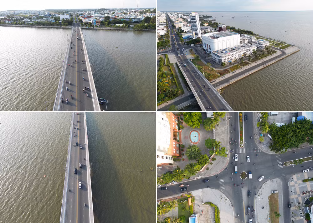 Cầu 3/2, nối hai khu lấn biển cũ và mới, có chiều dài 325m, rộng 18m với 4 làn xe và hành lang đi bộ. Cầu có cấu trúc bê-tông dự ứng lực với thiết kế chín nhịp vượt sông dạng vòm cong, mang ý nghĩa cho sự vươn lên của vùng đất “chín rồng” của đồng bằng sông Cửu Long. Cầu 3/2, nối hai khu lấn biển cũ và mới, có chiều dài 325m, rộng 18m với 4 làn xe và hành lang đi bộ. Cầu có cấu trúc bê-tông dự ứng lực với thiết kế chín nhịp vượt sông dạng vòm cong, mang ý nghĩa cho sự vươn lên của vùng đất “chín rồng” của đồng bằng sông Cửu Long.