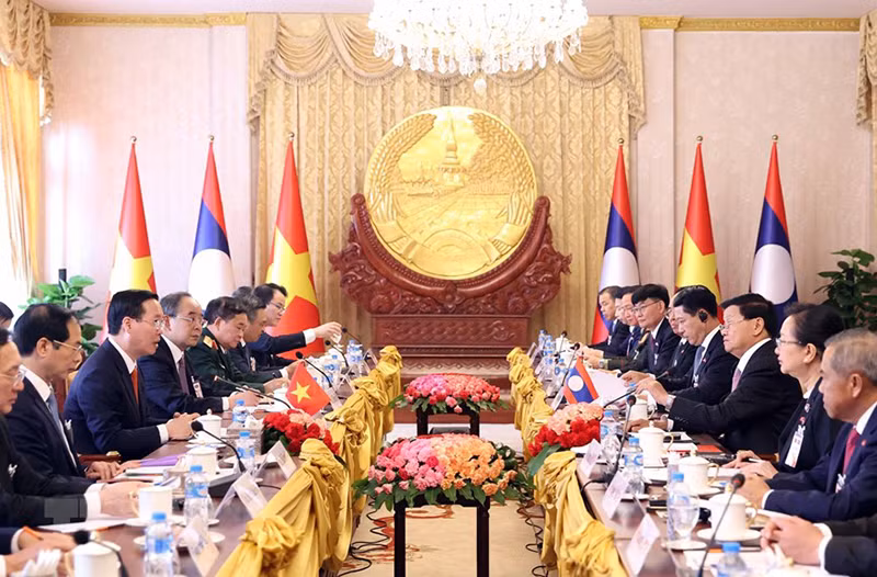 Quang cảnh buổi hội đàm. (Ảnh: Thống Nhất/TTXVN) Quang cảnh buổi hội đàm. (Ảnh: Thống Nhất/TTXVN)