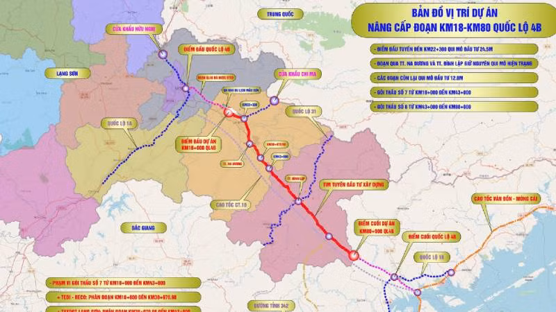 Toàn cảnh tuyến đường dự án nâng cấp đoạn Km18 đến Km80 quốc lộ 4B.