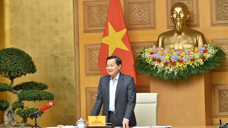 Phó Thủ tướng Lê Minh Khái phát biểu tại buổi làm việc.