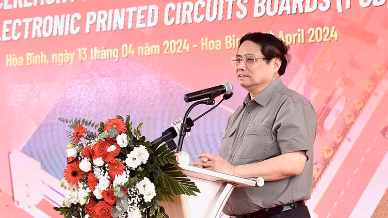 Thủ tướng Phạm Minh Chính phát biểu tại lễ khởi công. Thủ tướng Phạm Minh Chính phát biểu tại lễ khởi công.
