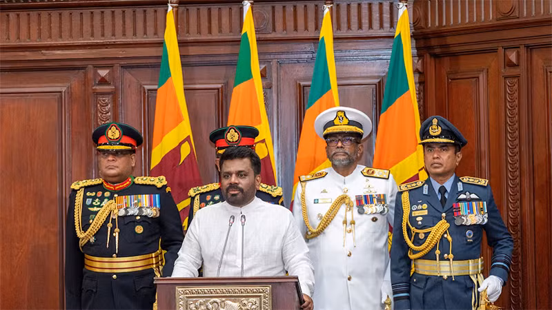 Ông Anura Kumara Dissanayake phát biểu tại một cuộc họp sau khi tuyên thệ nhậm chức, ngày 23/9/2024. (Ảnh: Reuters)