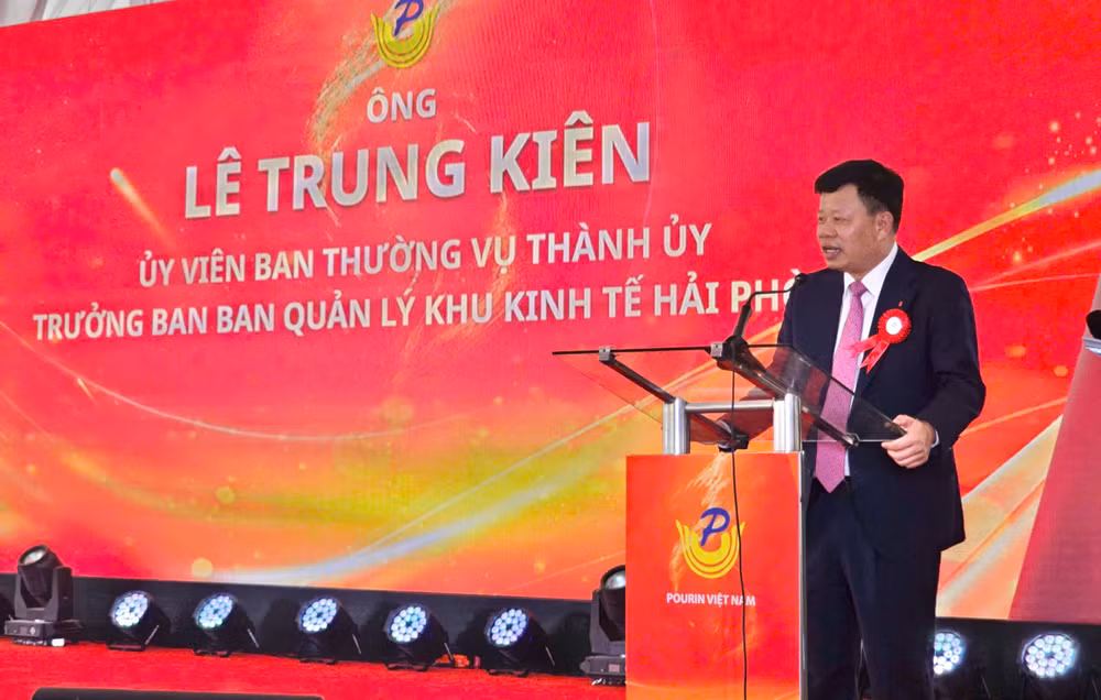Trưởng ban quản lý Khu kinh tế Hải Phòng Lê Trung Kiên phát biểu.