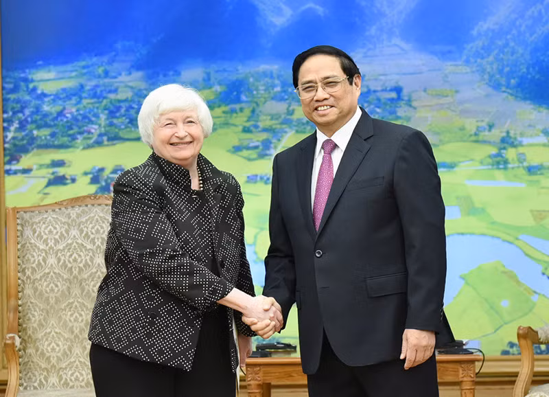 Thủ tướng Phạm Minh Chính và Bộ trưởng Tài chính Hoa Kỳ Janet Yellen. Thủ tướng Phạm Minh Chính và Bộ trưởng Tài chính Hoa Kỳ Janet Yellen.
