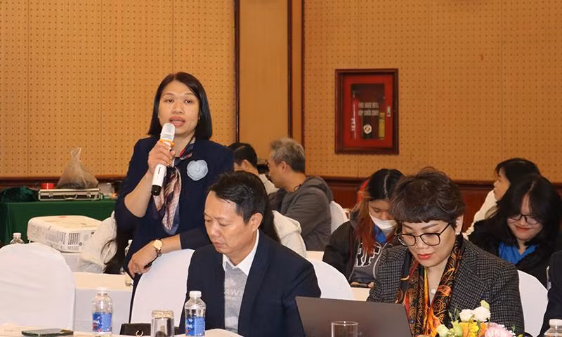 Phó Trưởng phòng Công tác xã hội (Cục Bảo trợ xã hội) Trần Thị Lan chia sẻ tại hội thảo. Phó Trưởng phòng Công tác xã hội (Cục Bảo trợ xã hội) Trần Thị Lan chia sẻ tại hội thảo.