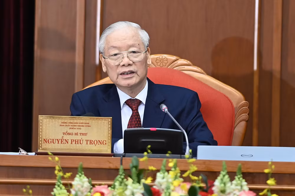 Tổng Bí thư Nguyễn Phú Trọng chủ trì và phát biểu khai mạc Hội nghị. Ảnh: ĐĂNG KHOA