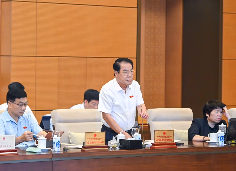 Trưởng ban Dân nguyện Dương Thanh Bình trình bày báo cáo tổng kết, rà soát.