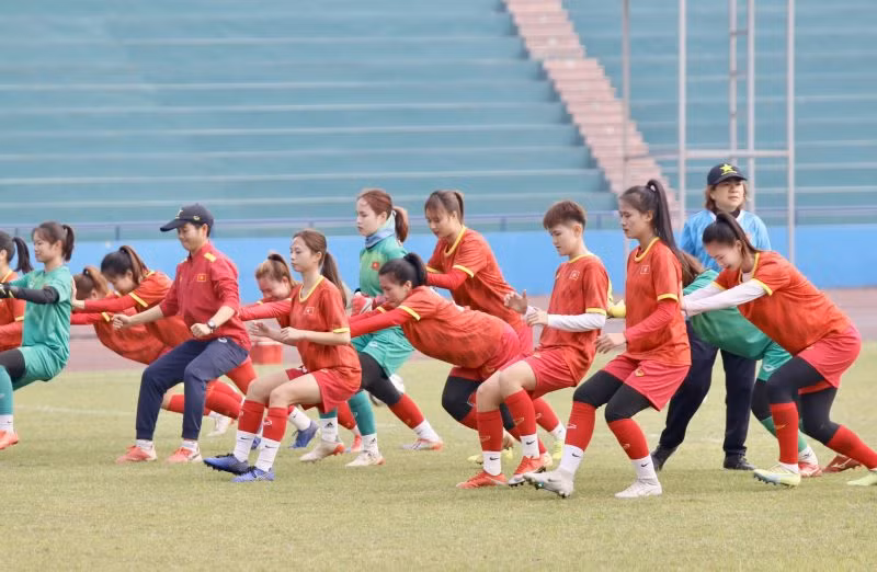 Các tuyển thủ U20 nữ Việt Nam hướng tới giải vô địch U20 nữ châu Á 2023. (Ảnh: VFF)