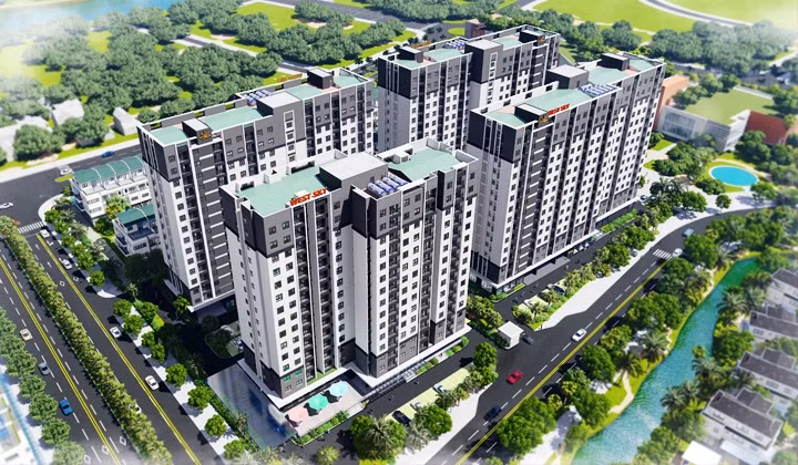 Phối cảnh dự án nhà ở xã hội tại khu phức hợp Thủy Vân giai đoạn 2.