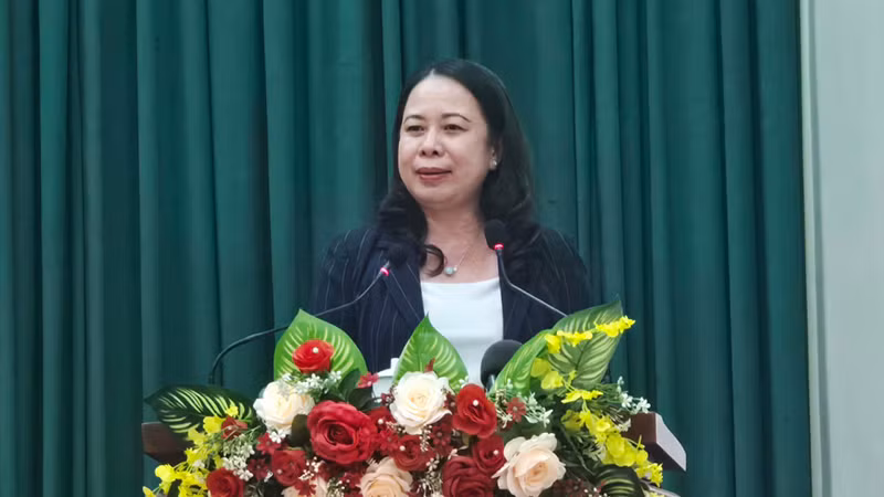 Quyền Chủ tịch nước Võ Thị Ánh Xuân phát biểu tại chương trình.