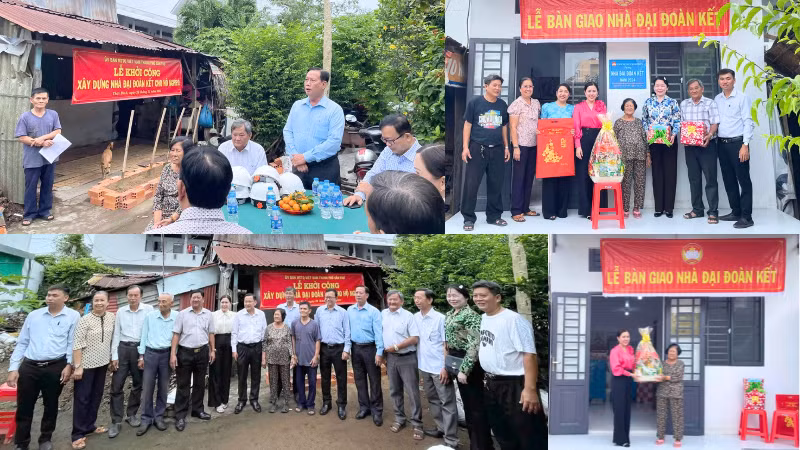Cụm hình trước và sau khi bàn giao nhà cho bà Nguyễn Thị Phải, phường Thới Bình, quận Ninh Kiều.