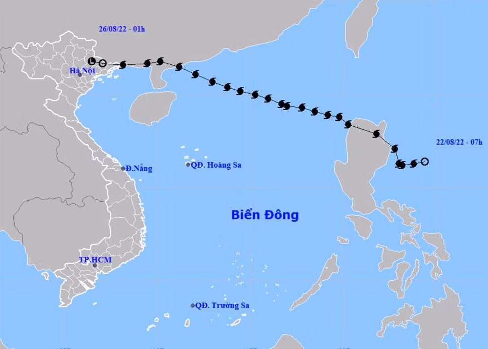 Vị trí và hướng di chuyển của vùng áp thấp (suy yếu từ bão số 3). (Nguồn: nchmf.gov.vn)