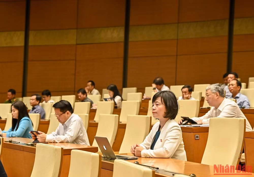 Các đại biểu Quốc hội dự phiên họp tại phòng Diên Hồng.