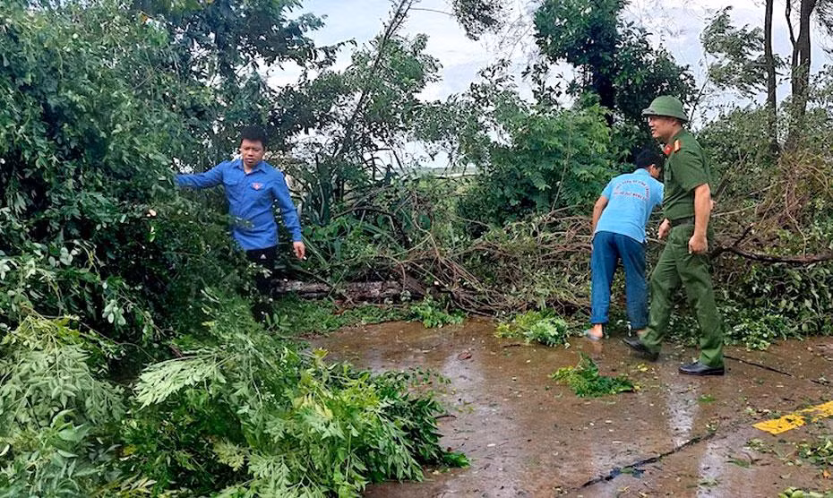 Các lực lượng tại xã đảo Vĩnh Trung (Móng Cái) dọn dẹp cây đổ, bảo đảm an toàn giao thông. Các lực lượng tại xã đảo Vĩnh Trung (Móng Cái) dọn dẹp cây đổ, bảo đảm an toàn giao thông.