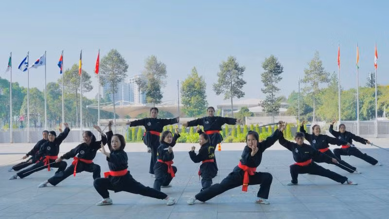 Một tiết mục trình diễn của các Câu lạc bộ Thể dục dưỡng sinh tại liên hoan.