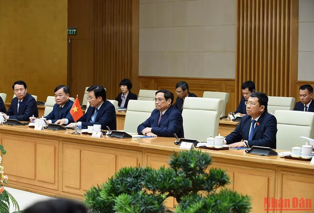 Thủ tướng Phạm Minh Chính và các thành viên Chính phủ tại buổi hội kiến.