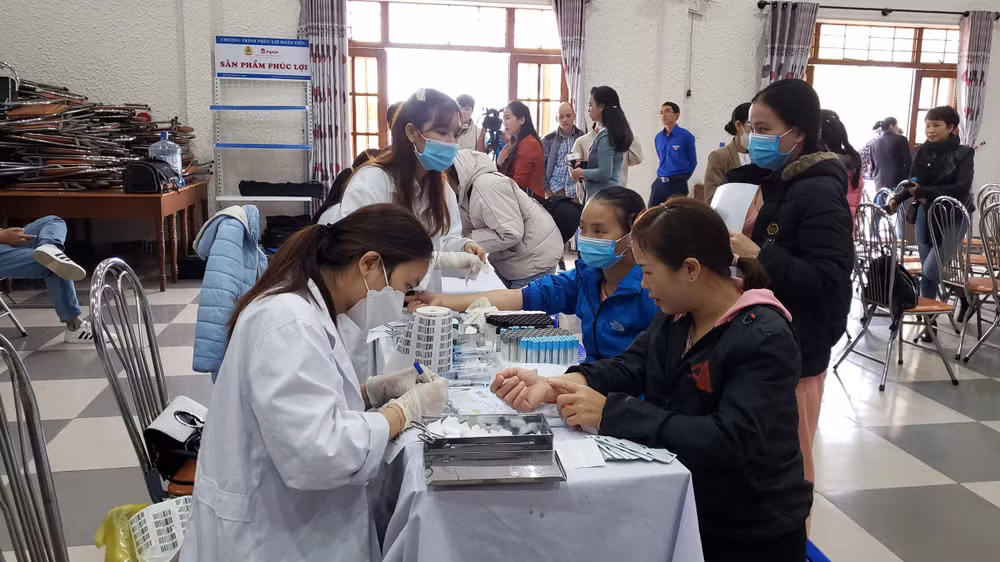 Xét nghiệm máu miễn phí cho nữ công nhân.