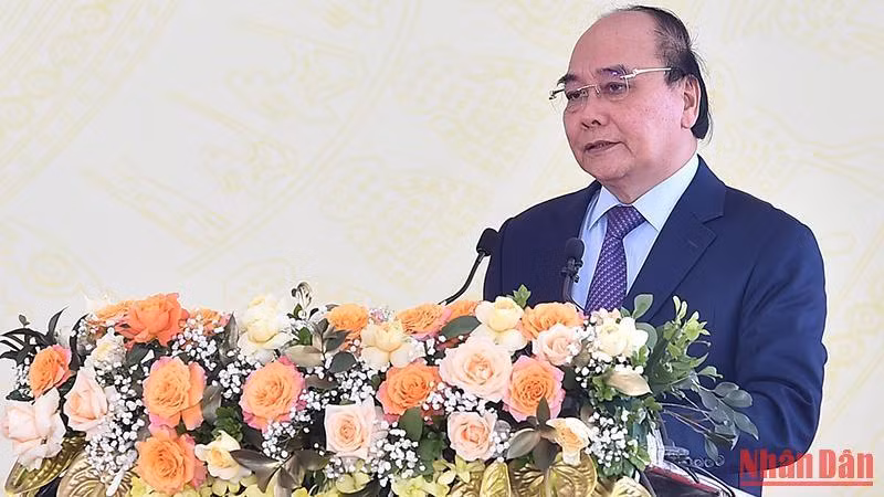 Chủ tịch nước Nguyễn Xuân Phúc phát biểu tại buổi lễ.