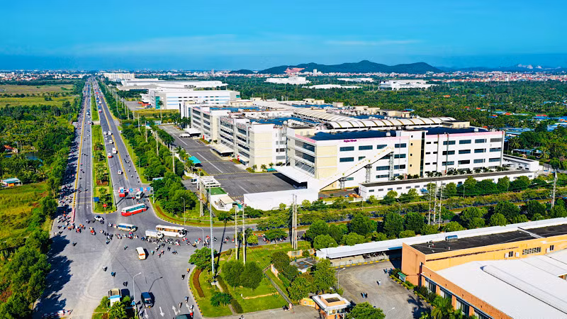 Một góc Khu công nghiệp, đô thị và dịch vụ Vsip trên địa bàn huyện Thủy Nguyên.