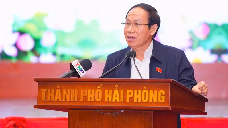 Bí thư Thành ủy Hải Phòng Lê Tiến Châu phát biểu tại Hội nghị.