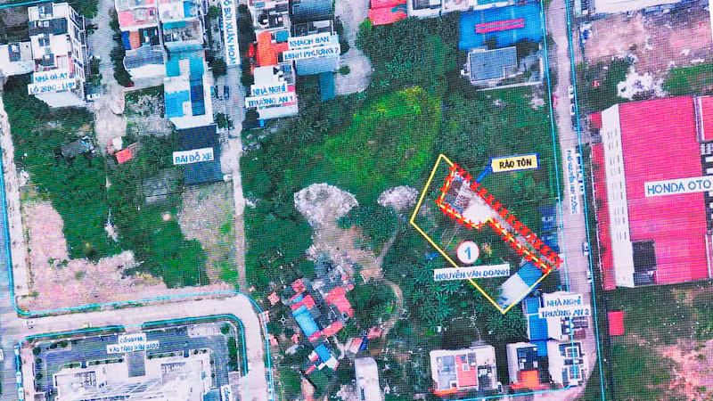 Vị trí cưỡng chế thu hồi đất (đường x màu đỏ).