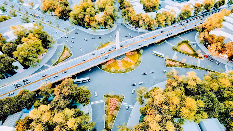 Phối cảnh nút giao thông khác mức tại ngã tư giao cắt giữa đường Tôn Đức Thắng-đường Máng Nước và quốc lộ 5. Phối cảnh nút giao thông khác mức tại ngã tư giao cắt giữa đường Tôn Đức Thắng-đường Máng Nước và quốc lộ 5.