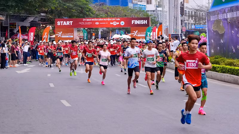 Giải chạy Fastest X Cát Bà Amatina năm 2024 thu hút đông đảo các vận động viên tham dự.