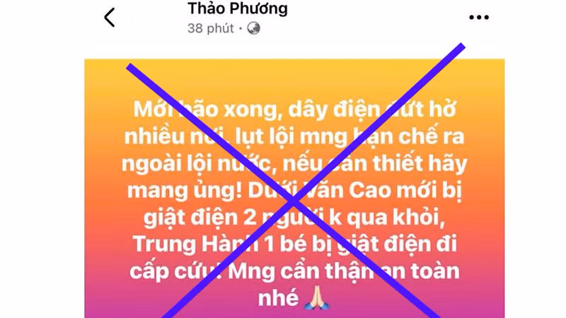 Tin giả được chia sẻ trên Facebook.
