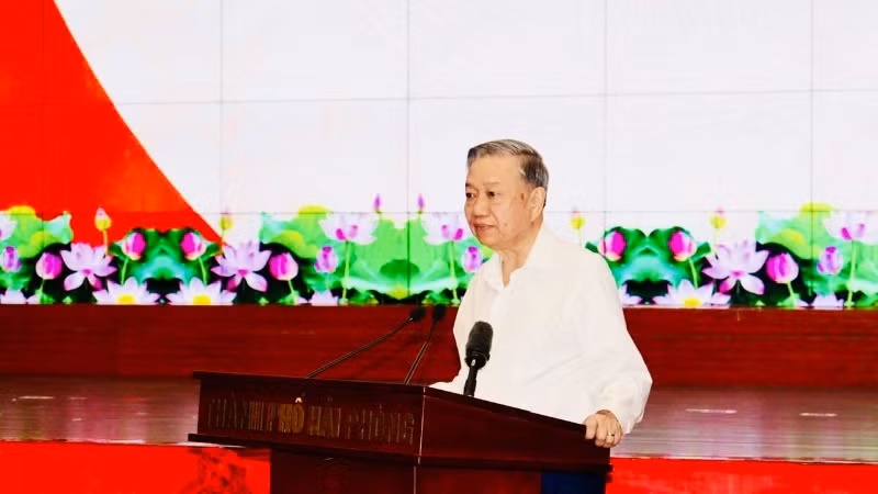 Tổng Bí thư Tô Lâm phát biểu tại buổi làm việc.