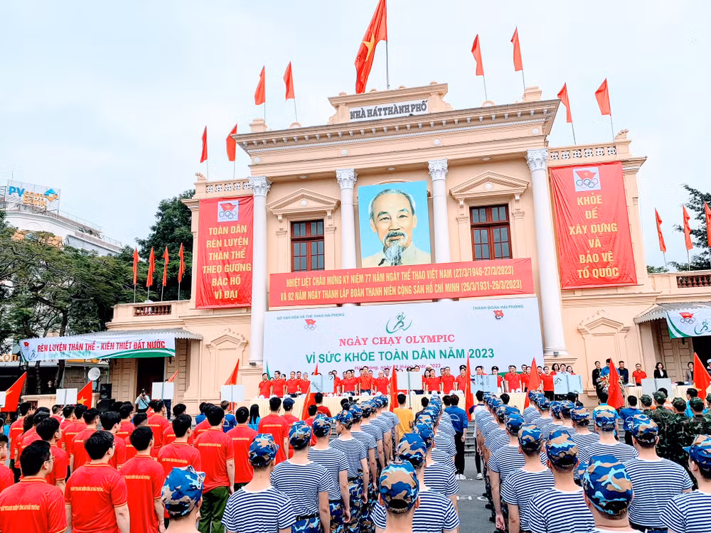 Quang cảnh Ngày chạy Olympic vì sức khỏe toàn dân thành phố Hải Phòng năm 2023.