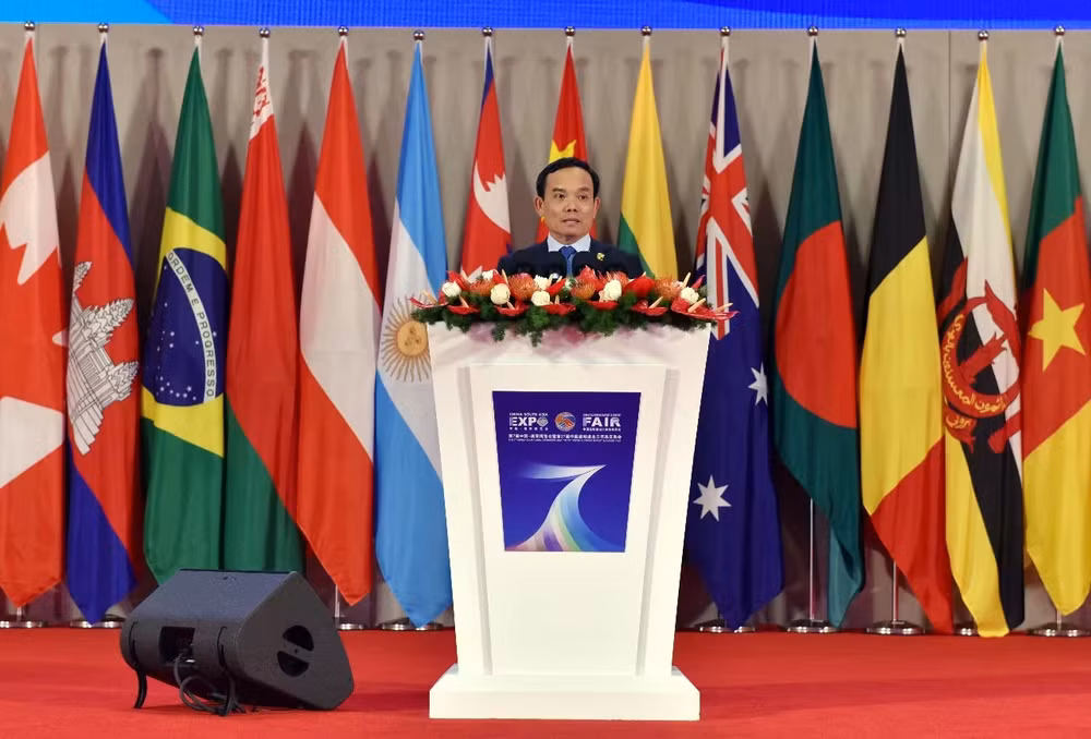 Phó Thủ tướng Trần Lưu Quang phát biểu tại lễ khai mạc Hội chợ Trung Quốc-Nam Á và Hội chợ xuất nhập khẩu Côn Minh.