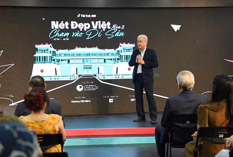 Ông Nguyễn Lâm Thanh, đại diện TikTok Việt Nam phát biểu tại sự kiện. (Ảnh: Thế Dương)