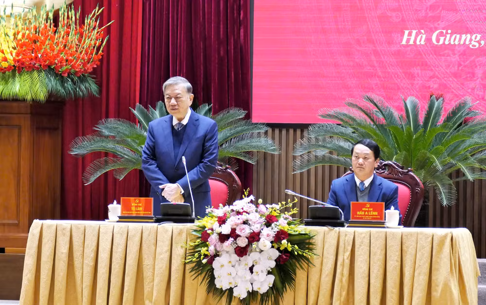 Tổng Bí thư Tô Lâm phát biểu chỉ đạo tại buổi làm việc.