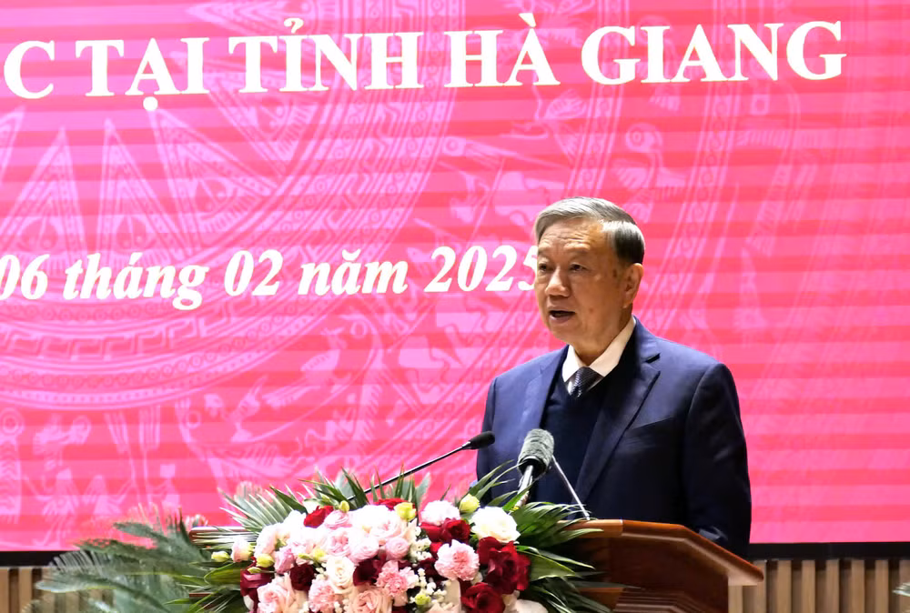 Tổng Bí thư Tô Lâm phát biểu tại buổi làm việc.