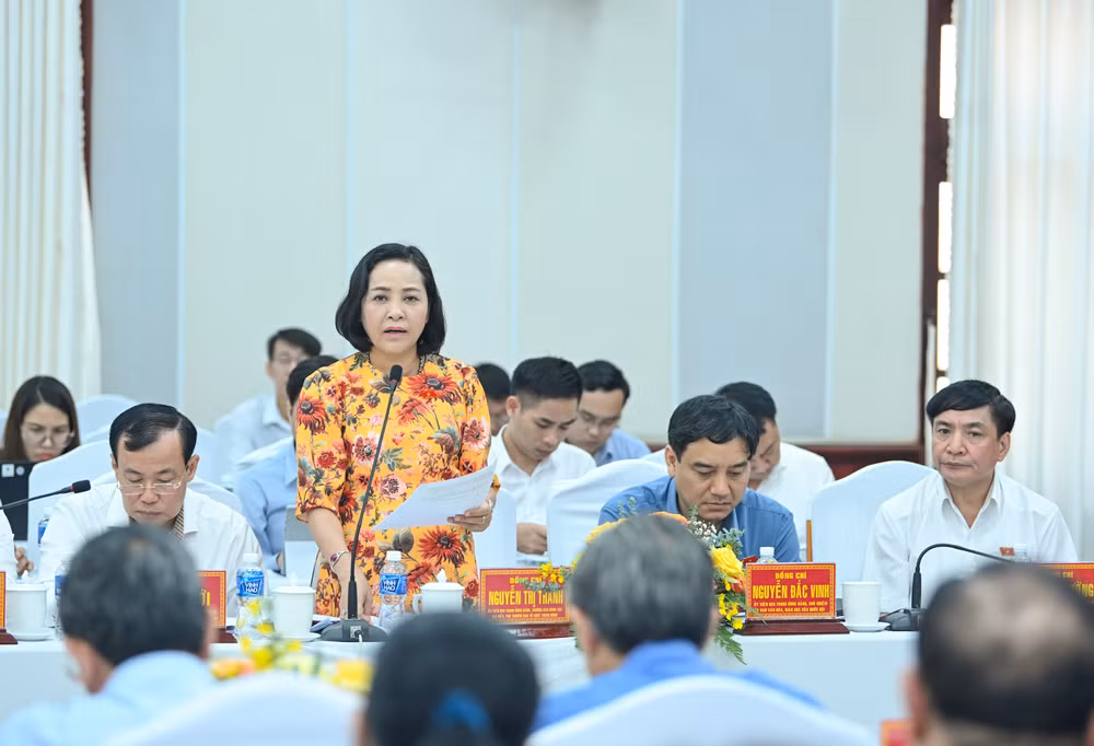 Trưởng ban Công tác đại biểu Nguyễn Thị Thanh phát biểu tại buổi làm việc.