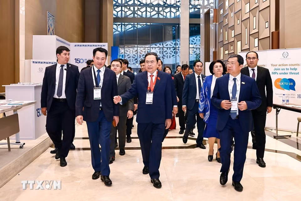 Chủ tịch Quốc hội Trần Thanh Mẫn đến dự Lễ khai mạc Đại hội đồng lần thứ 150 của Liên minh Nghị viện thế giới. (Ảnh: DOÃN TẤN/TTXVN)