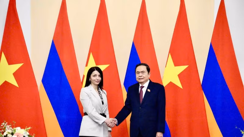 Chủ tịch Quốc hội Trần Thanh Mẫn tiếp Chủ tịch Nhóm nghị sĩ hữu nghị Armenia-Việt Nam Hasmik Hakobyan. (Ảnh: LÊ TUYẾT/VOV)