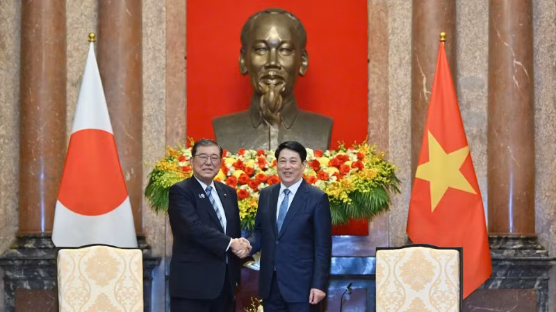 Chủ tịch nước Lương Cường tiếp Thủ tướng Nhật Bản Ishiba Shigeru. 