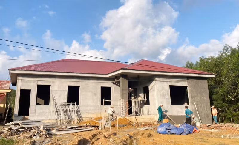 Trụ sở Công an xã miền núi Vĩnh Khê, huyện Vĩnh Linh xây dựng sắp hoàn thành.