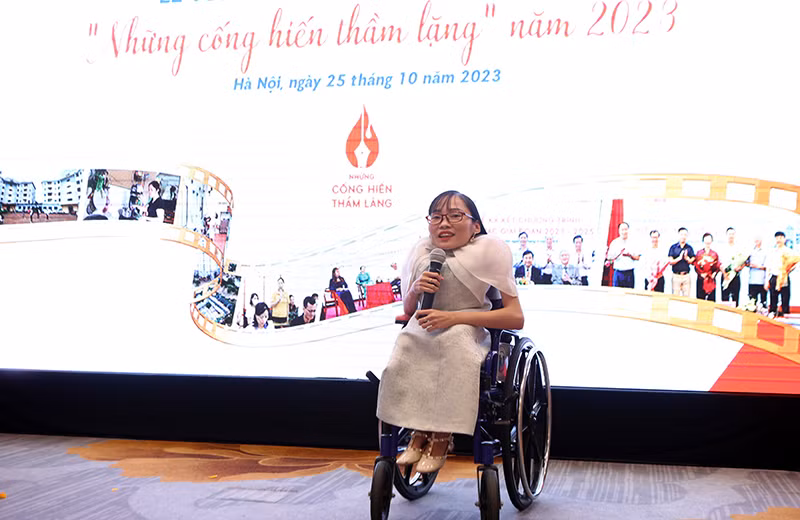 Chị Nguyễn Thị Ngọc Tâm, nhân vật được trao tặng vì có đóng góp với cuộc thi. (Ảnh: Ban tổ chức) Chị Nguyễn Thị Ngọc Tâm, nhân vật được trao tặng vì có đóng góp với cuộc thi. (Ảnh: Ban tổ chức)