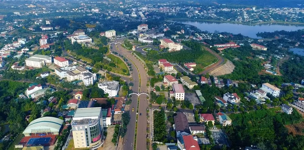 Quang cảnh Thành phố Gia Nghĩa, tỉnh Đắk Nông nhìn từ trên cao.