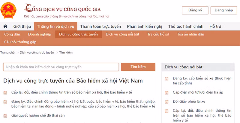 Dịch vụ công trực tuyến về bảo hiểm xã hội trên Cổng dịch vụ công quốc gia. Dịch vụ công trực tuyến về bảo hiểm xã hội trên Cổng dịch vụ công quốc gia.