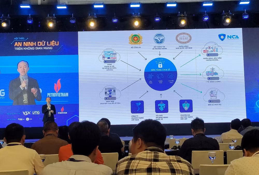Ông Vũ Ngọc Sơn, Trưởng ban nghiên cứu, tư vấn, phát triển công nghệ và hợp tác quốc tế của Hiệp hội An ninh mạng quốc gia đề xuất xây dựng nền tảng chia sẻ thông tin an ninh mạng.