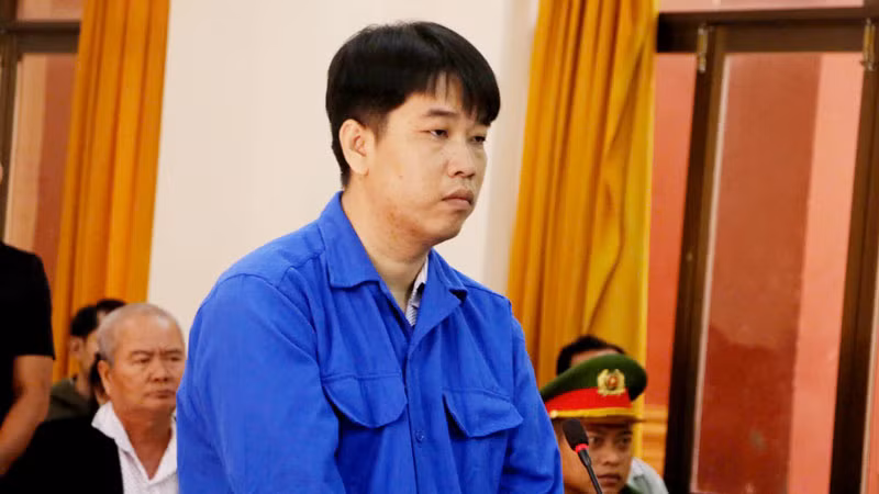 Bị cáo Phạm Quốc Khải tại phiên tòa sơ thẩm. 