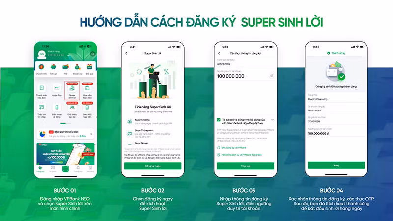 Các bước đăng ký “Super Sinh lời” trên VPBank NEO.