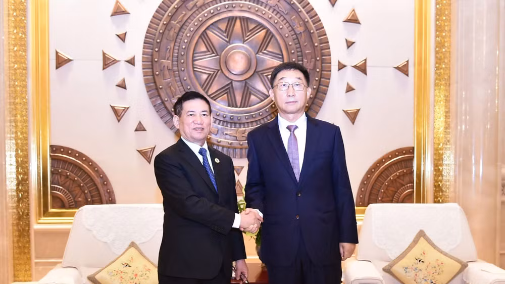 Phó Thủ tướng Hồ Đức Phớc hội kiến Bí thư Đảng ủy, Chủ nhiệm Nhân đại (Hội đồng nhân dân) Khu tự trị dân tộc Choang Quảng Tây Lưu Ninh.